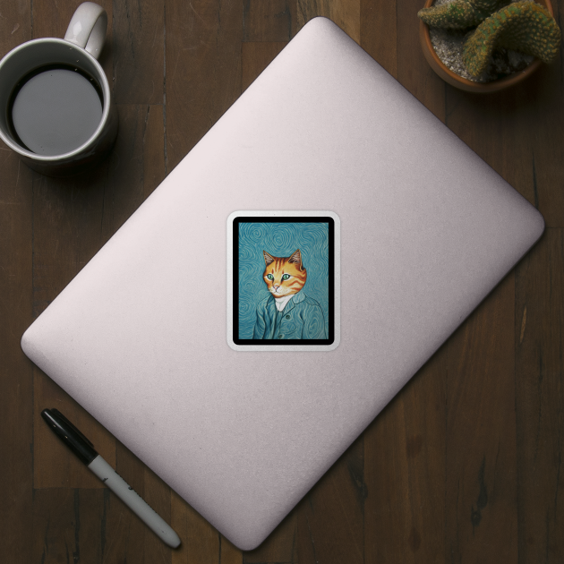 Vincent cat Gogh - Funny, Cat, Portrait, Gift Idea, Shirt, portrait, Vincent van Gogh, starry night, the scream, meme, kitty, kitten, tiktok, instagram, by Fanboy04